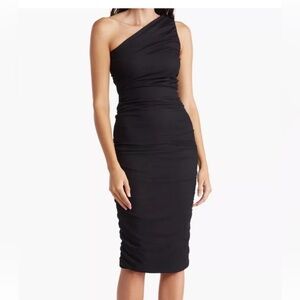 Love By Design One-Shoulder Body-Con Midi Dress Size XS Black new